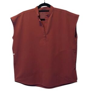 FIGS Rafaela Oversized Scrub Top Women’s Small Terracotta Short Sleeve Shirt